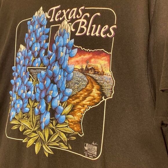 RARE Vintage 1991 3D Emblem Texas Blues t-shirt - Picture 2 of 5